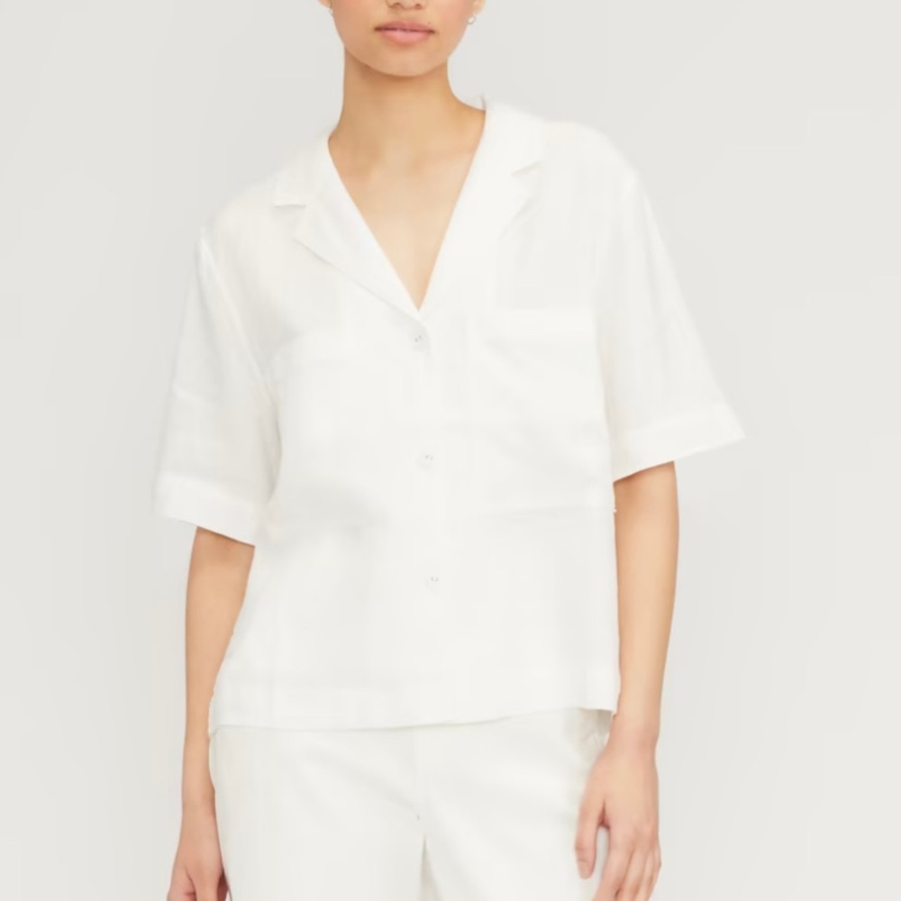 Everlane The Linen Workwear Shirt in White size XL